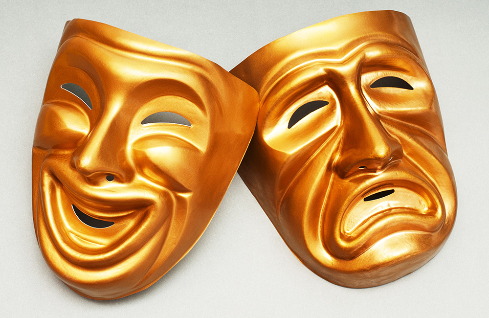 Acting comedy and drama masks