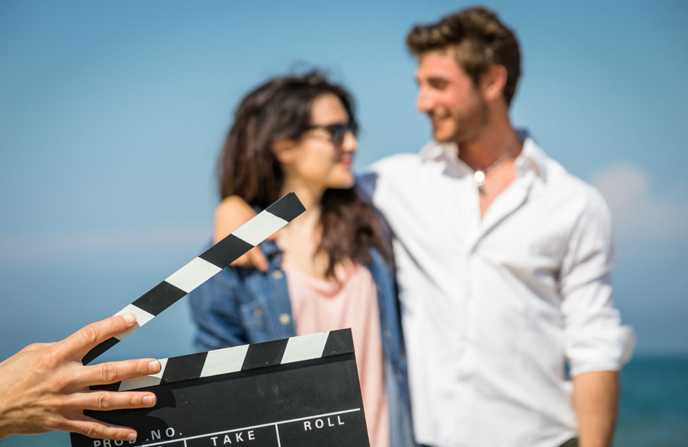 Man and woman on film set