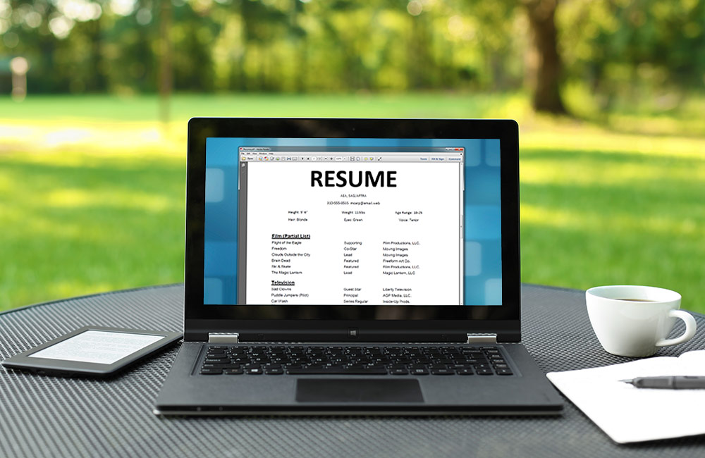 Resume document on laptop screen