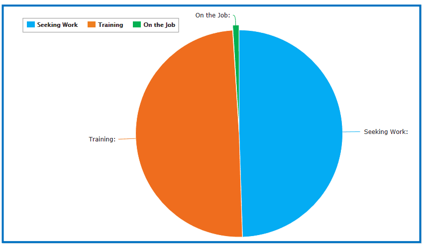 Pie chart depicting half work half training